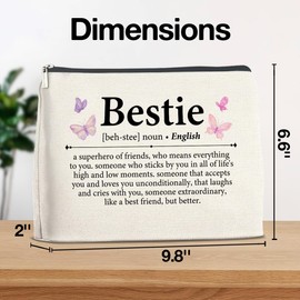 YeleY Bestie Gifts, Friendship Makeup Bag Gifts for Women Friends Soul Sister BFF Bestie, Best Friends Cosmetic Bag Pouch