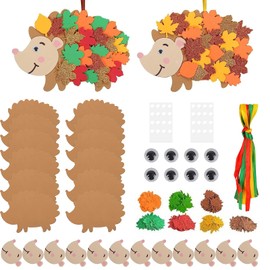 ApollOptimum 12 Hedgehog Craft Sets for Children, Felt Craft Pendant Decoration, Autumn Maple Leaf Creative Sets, DIY Crafts, Creative for Children's Birthday, Thanksgiving Day