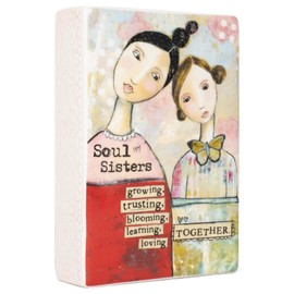 Demdaco Soul Sisters Growing Trusting Learning Each Other Blush Pink 4 x 6 Stoneware Decorative Wall Plaque
