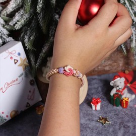 LIU JUN For Granddaughter - A Link That Can Never Be Undone Peach Blossom Knot Bracelet, Grandma Always Brave Strong Adjustable Braided inspirational Christmas Gift Jewelry (Pink Style 2R)