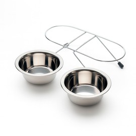 SEAFON Cuenco para Mascotas, Acero Inoxidable, Gato, Perro, comedero Elevado, alimentador para Mascotas, Cuencos de Agua con Soporte, Doble Cena, Platos para Perros pequeños, Cachorros y Gatitos