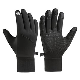 Winter Gloves Men & Women, Touch Screen Gloves Running Gloves Cycling Gloves Driving Gloves, Warm Gloves Waterproof Gloves (Black, L)