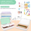 SFLHHDM Pencil Box, Double Layer Large Capacity, White Green, 1pcs