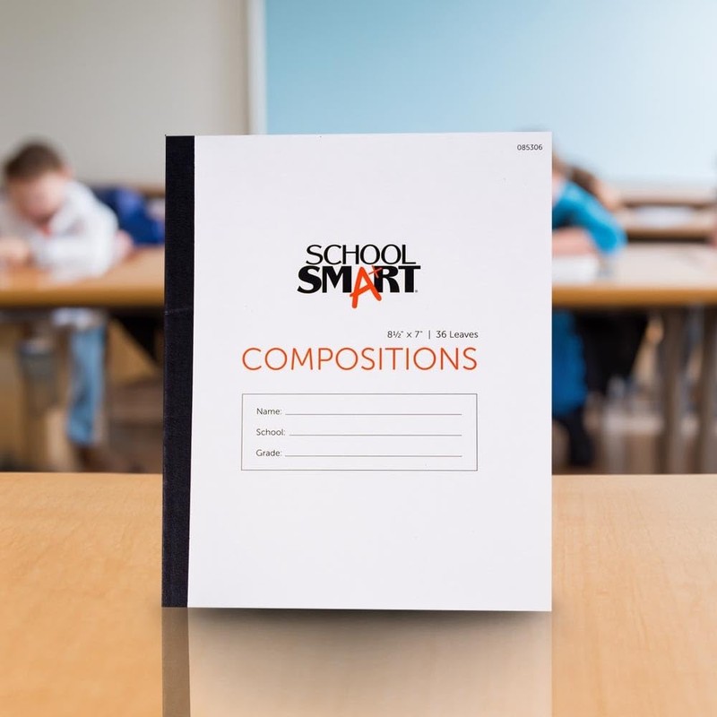 School Smart Stitched Cover Composition Book, No Margin, 8-1/2 x