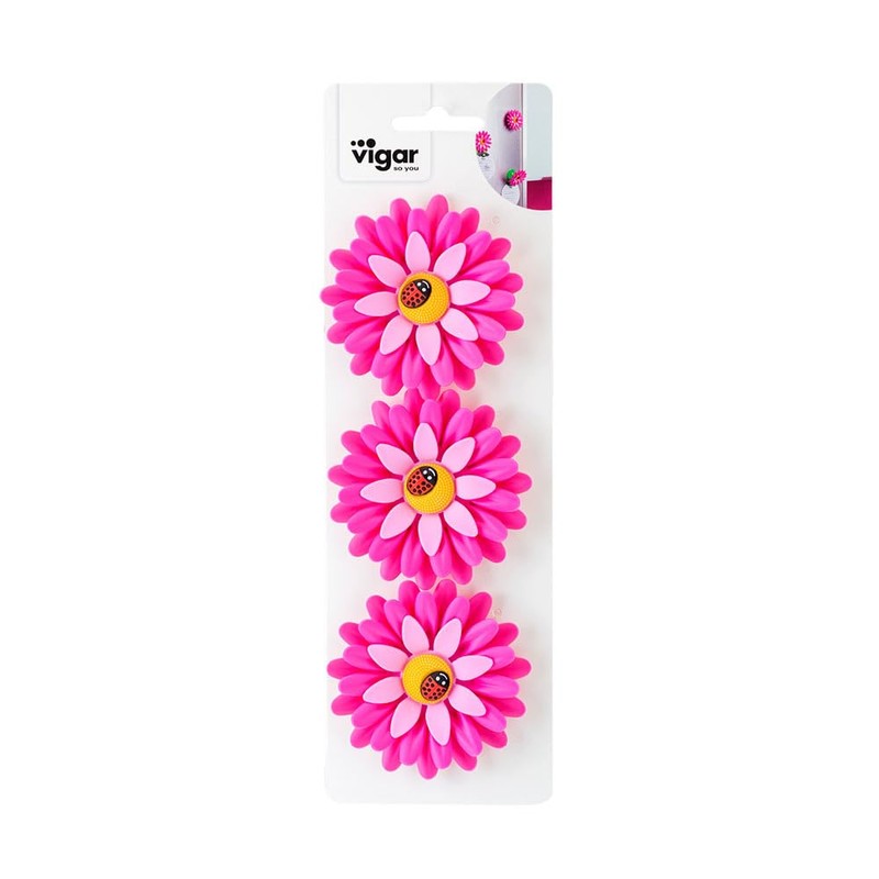 Vigar Flower Power Magnet, Pink (3 Piece Set)