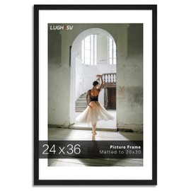 LUGHFSV 24x36 Large Picture Frame for Wall, Vertical or Horizontal Wall Hanging Large Poster Frame for Photo and Posters, Poster Frame 20x30 with Matr 24x36 Without Mat