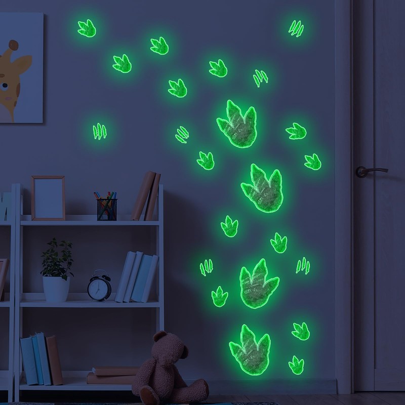 Lilac 2 Sheets Glow in The Dark Dinosaur Footprint Wall