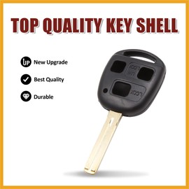 Partuto 3 Key Buttons Car Remote Uncut Insert Key Fob Case for Lexus ES300 Replacement
