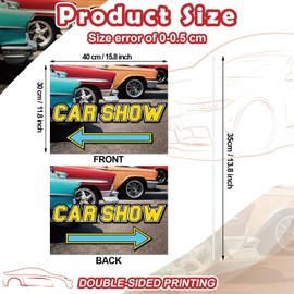 AceOrbit 3 Pcs Car Show Arrow Yard Sign 16 x 12 Inch Double Sided Print Road Sign with Stakes Car Show Decorations Accessories for Exhibition Activities