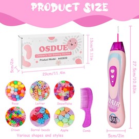OSDUE Hair Accessories Girls Toys, Hair Braiding Machine for Children Girls, Automatic Hair Braider Machine, Gifts for 5 6 7 8 9 10 Year Old Girls Kids, Hair Decoration Toys for Kids Girls(Rose)