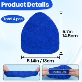 STSTR 4PCS Car Inside Windshield Cleaning Tool Pads, Blue Microfiber Fabric Bonnets for Windshield Cleaning Tool, Clean Tool Replacement Accessories for Windshields Cleaning