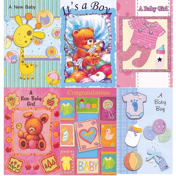Assorted New Baby Congratulations Greeting Cards in a Bulk 12 Pack