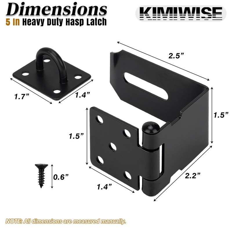 KIMIWISE 5 Inch Door Hasp Latch, 90° Right Angle Heavy
