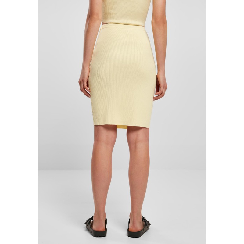 Urban Classics Women's Rib Knit Skirt, Soft yellow