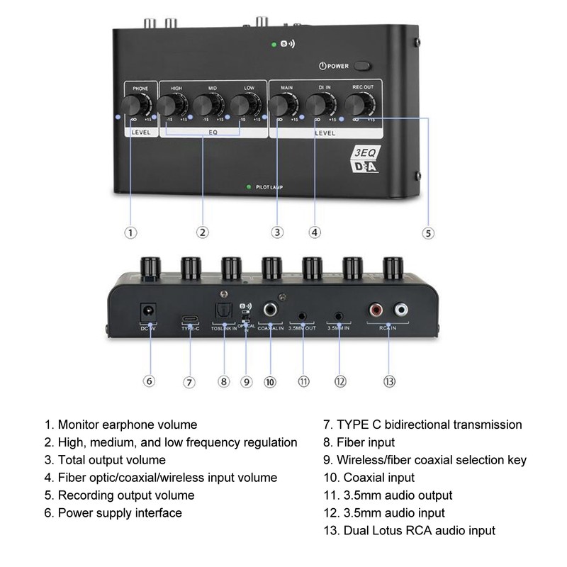 Digital to Analog Audio Converter Bluetooth Optical Coaxial to Analog