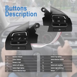 Steering Wheel Control Switch 6D959537B for VW Passat B7,VW Sharan 2011 2012 2013 2014 2015 56D959538A,56D959538A