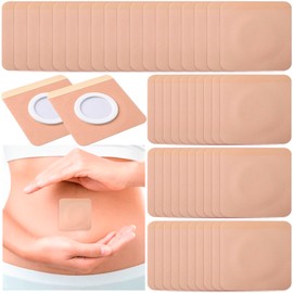 Winsyison 50pcs Disposable Castor Oil Packs, Self-Adhesive Organic Cotton Belly Button Pads, Highly Absorbent Castor Oil Patches for Abdomen Knees Feet- Skin Color