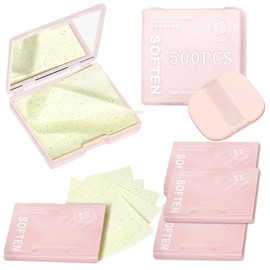 500 Hojas de Papeles Faciales de Arroz para Piel Grasa, Papel Absorbente de Aceite Facial de Bambú Natural Carbono,Control De Brillo, con Espejo y Alm