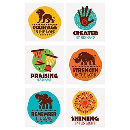 Fun Express African Safari Vbs Temporary Tattoos - Apparel Accessories - Temporary Tattoos - Regular Tattoos - VBS Vacation Bible School Supplies/Decor - 72 Pieces