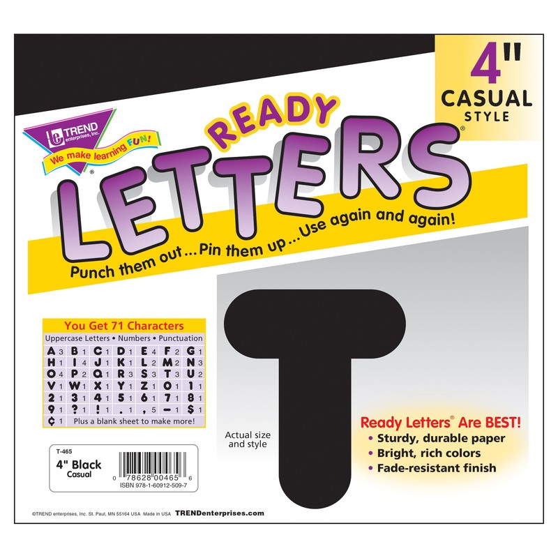 TREND enterprises, Inc. Black 4" Casual Uppercase Bulletin Board Ready