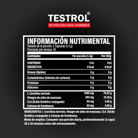 L-carnitina Platinum 1300mg | Testrol | 90 Cápsulas