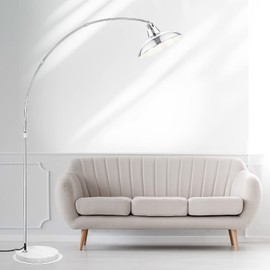 FILIYANO Modern 77" Arc Floor Lamp - Adjustable Sliver Standing Lamp for Living Room, Rotatable Arch Metal Pole Task Lamp Over The Couch, Adjustable Tall Lamp for Bedroom Office Home Brushed Nickel