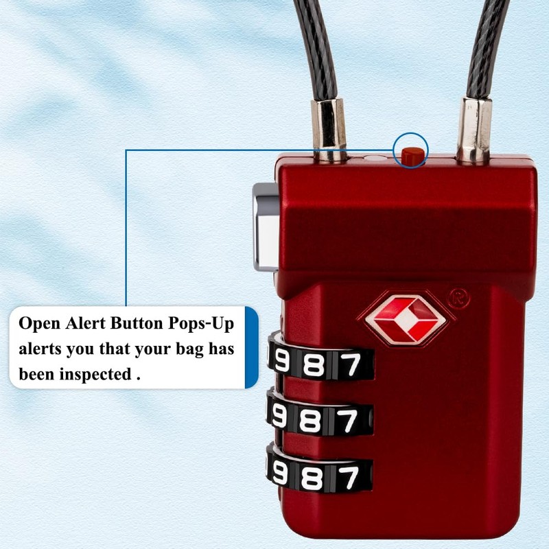 SURE LOCK TSA Approved Luggage Locks, Open Alert, Easy Read
