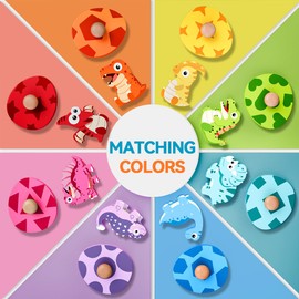 Dinosaurs Peg Puzzles Wooden Toys for 1 Year Old,Montessori Toys for Boys Girls 12-18 Months Baby Birthday Gifts, Learning Educational Toys for Toddlers Kids Age 1 2 3