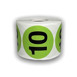 500 Labels 2" Round Number 10 Lime Green Inventory Identification Coding Office Product Numbers Stickers
