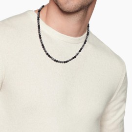 GAVU Hematite Matte Onyx Beaded Crystal Necklace for Men 50cm