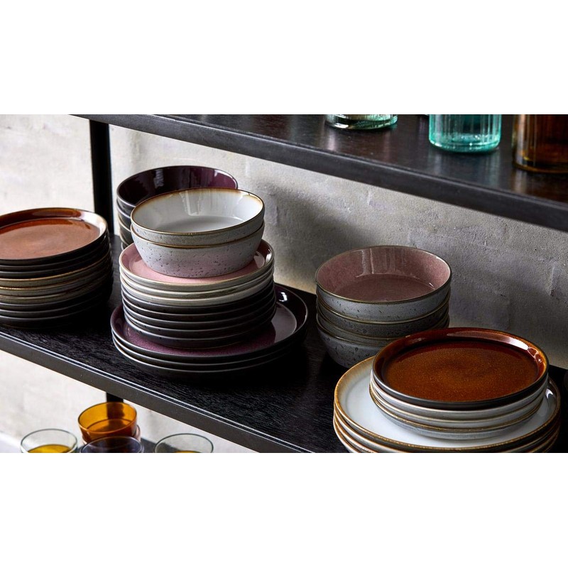 BITZ Stoneware Soup Bowl, 18 cm Diameter, Black/Green