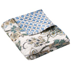 Levtex Home Palladium Grey Quilted Throw, Cotton, Gray, Floral