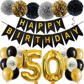Feelairy Balloons 50th Birthday Decoration Men Women Black Gold Birthday Decoration 50 Years Man Woman Happy Birthday Decoration Confetti Balloons Decoration 50th Birthday Man 50th Birthday Decoration