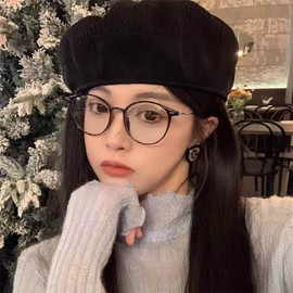 [LACCL] 009 Lucle Blue Light Cut Glasses, Clear Megane, Round, Ultra Lightweight, 0.5 oz (15 g), Date Glasses, Women's, Men's, Clear Lens, No Degree, UV (Frame [Silver] Frame [Clear]), clear gray