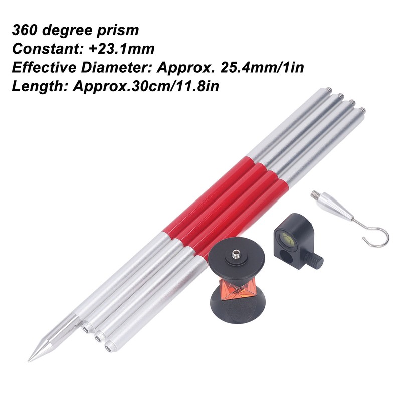 360 Degree Prism +23.1mm Constant 25.4mm Effective Diameter Total Station