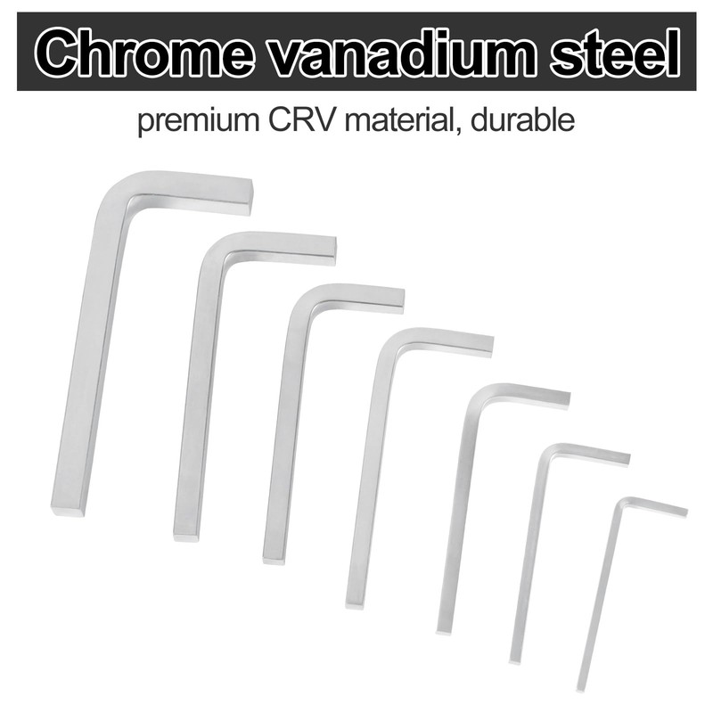 PEUTIER 7pcs Square Head Wrench Set, 3/4/5/6/7/8/10mm L-Shaped Wrench Chrome