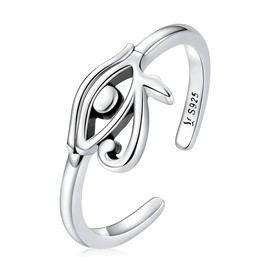 925 Sterling Silver Ring for Women,Eye of Horus Egypt Adjustable Rings Jewelry for Wife Girlfriend ChristmasDay