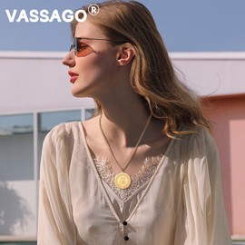 VASSAGO Muslim Islamic Necklace for Women Men Allah Islam Necklace Laurel Leaf Arabic Calligraphy Religious Jewelry Eid Ramadan Gifts, Stainless Steel