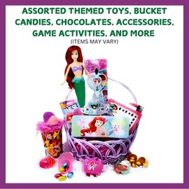 Ja'Cor Mermaid Easter Basket DIY, Purple-Themed Easter Basket Jumbo Filled with Chocolates Candy Eggs Treats Assorted Activities Stuffers, Gift Baskets For All Occasions Care Package