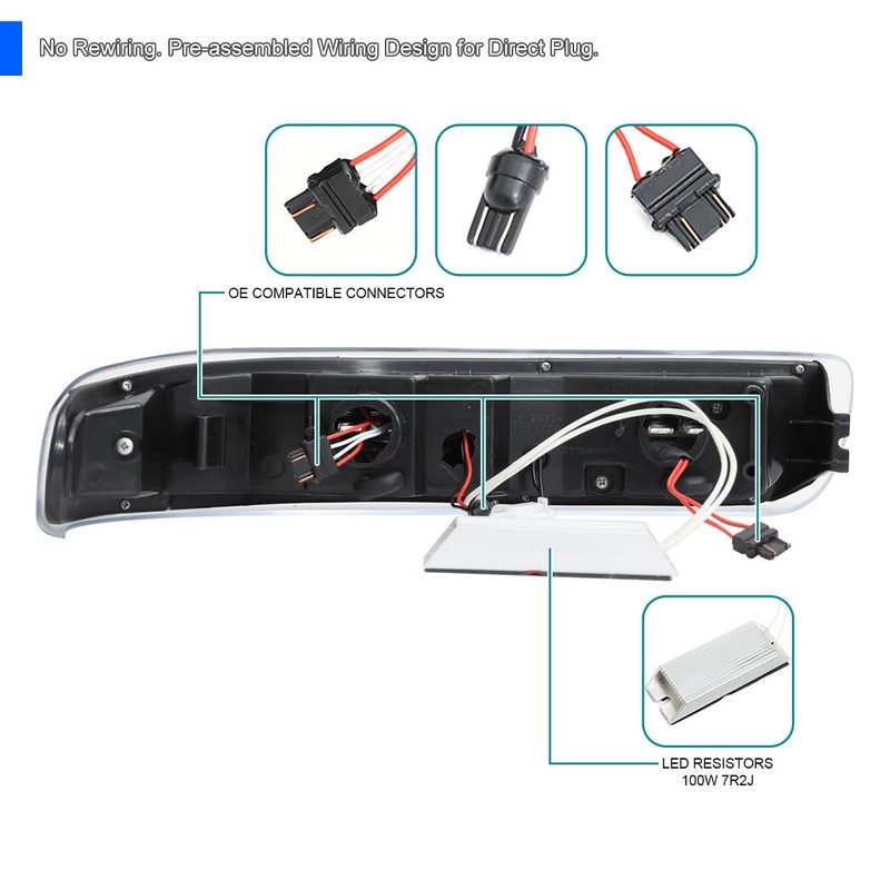 Spec-D Tuning Smoke Lens Bumper Lights Compatible with 1999-2002 Chevy