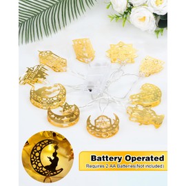 Ramadan Fairy Lights, Ramadan Decorations Eid Al Adha Fairy Lights, 1.5 m 10 LEDs Fairy Lights Moon Star Lantern Lamp Mubarak Fairy Lights Ramadan Decoration for Home Room Outdoor Decoration Party