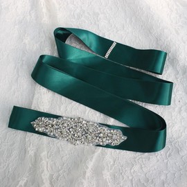 Wambere Women's Bridal Belt Dress Belt, Crystal Rhinestone Bridal Sash Rhinestones Wedding Waist Band, Diamonds Bridal Belt, Wedding Belt Waist Belt for Party, Prom, Wedding Dress, Green