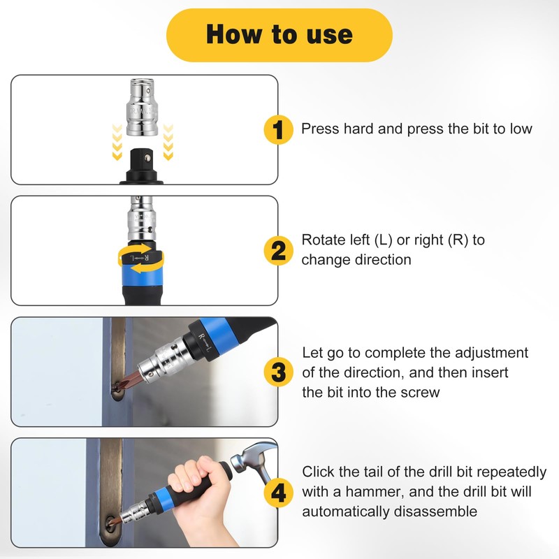 12PCS Impact Screwdriver Set, Professional 1/2" Hand Impact Wrench, S2