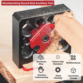 Dowel Maker Jig Kit, Carbide Inserts Dowel Maker, 5/16-3/4 inch, 8 Holes Adjustable Cutter Plate, Aluminum Alloy Electric Drill Milling Dowel Round Rod Tool