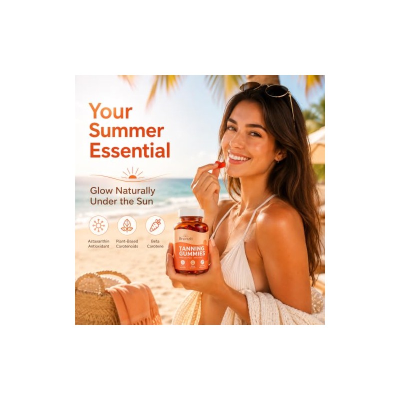 Bronzii Gomitas Bronceadoras, Gomitas Bronceadoras para Mujer, 60 Gomitas