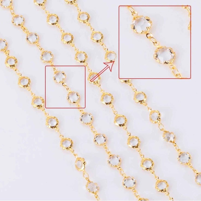 Pluzmecalm 1Pcs Gold Eyeglass Chains Crystal Glasses Elegant Chain Beaded
