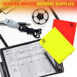 CHRI Referee Set Cards, Referee Whistle, Game Note Cards, Referee Football Yellow Card, Red Card, Referee Whistle, Schiri Set with Referee Whistle, Scorebooks, Voter Mark