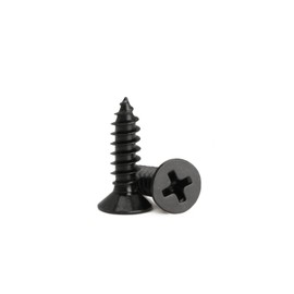 KELUBATU M3 Flat Head Wood Screws, Black Carbon Steel Phillips Self-Tapping Screws for Furniture, Woodworking-M3 x 12 mm 100 Pcs