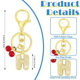 HUAAPLEGO Gold Letter Charms with Sparkling Zircon A-Z Initial Letter Keychain for Women Bag Charms Backpack Charms Purse Charms for Handbags(Letter H)