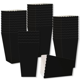 36 Pcs Black Popcorn Boxes 2 x 4.5 x 2.7 inch Mini Popcorn Boxes for Movie Decorations Cardboard Popcorn Container for Party Disposable Snack Popcorn Bags